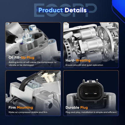 AC Compressor with Clutch – Compatible with Ford Mustang L4 2.3L (2015-2024)