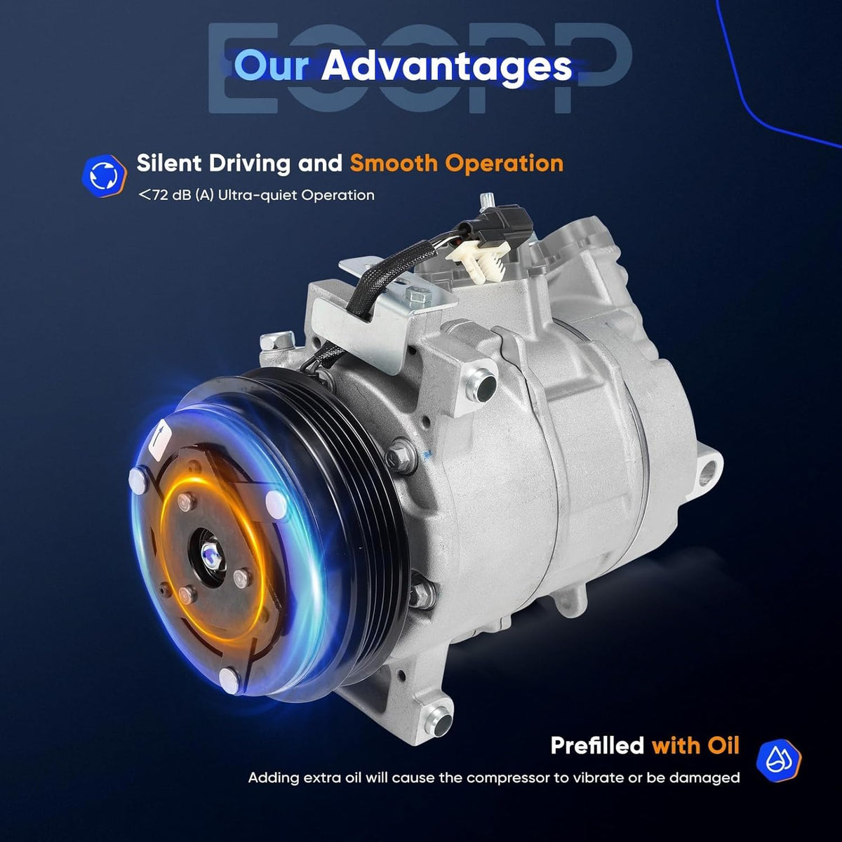 AC Compressor with Clutch – Compatible with Ford Mustang L4 2.3L (2015-2024) - KUDUPARTS