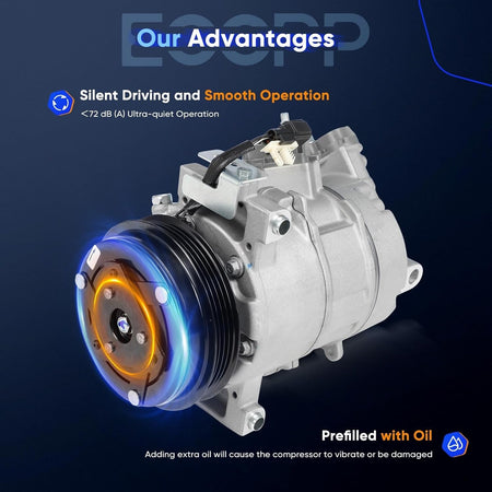 AC Compressor with Clutch – Compatible with Ford Mustang L4 2.3L (2015-2024) - KUDUPARTS