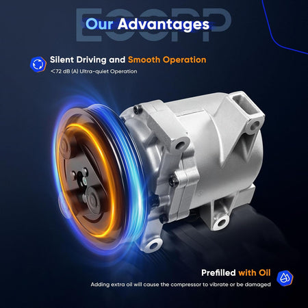 AC Compressor with Clutch, 2000-2006 Nissan Sentra 1.8L 2.0L – Fast Cooling Replacement - KUDUPARTS