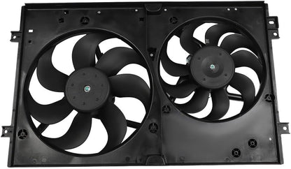Radiator Condenser Cooling Fan Assembly Compatible with 2000-2002 TT, 2000-2006 TT Quattro, 1999-2006 Golf, 1999-2005 Jetta
