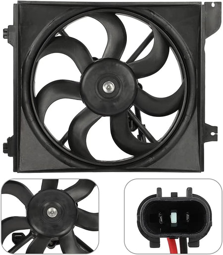 Radiator Cooling Fan Assembly Compatible with 2006-2007 Kia Rio & Rio5 – Engine Cooling Fan Replacement (610950-G, 620-735, 674-50111) - KUDUPARTS