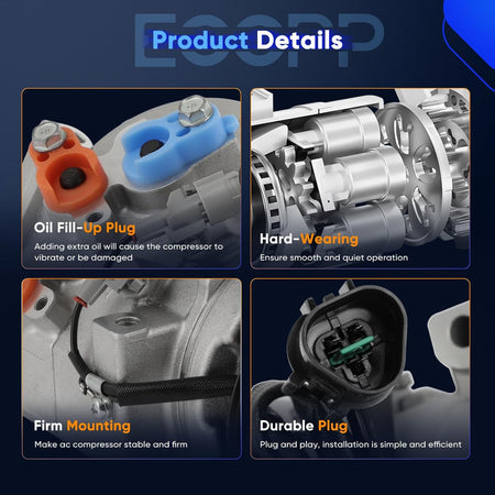 A/C Compressor with Clutch – Compatible with Mitsubishi Montero 3.5L (2000-2002) & 3.8L (2003-2006) - KUDUPARTS