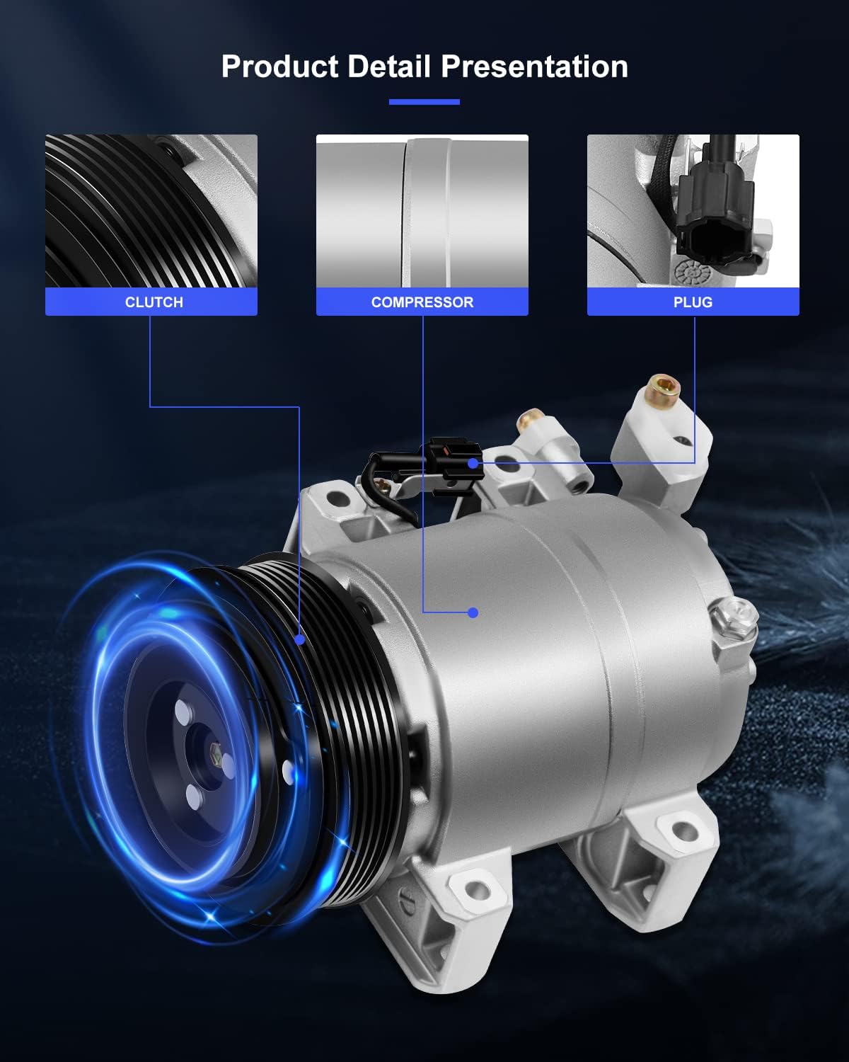AC Compressor with Clutch for Nissan Altima 2.5L (2002-2006) - KUDUPARTS