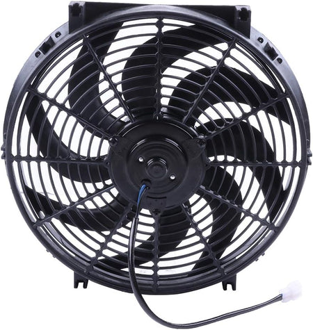 14" Universal Slim Push-Pull Electric Radiator Cooling Fan Mount Kit, Black Plastic, 12V - KUDUPARTS