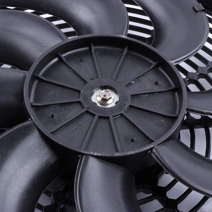 14" Universal Slim Push-Pull Electric Radiator Cooling Fan Mount Kit, Black Plastic, 12V
