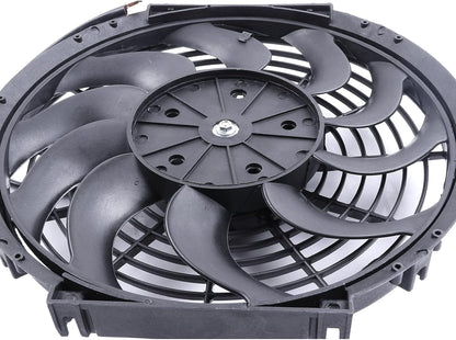 12" Universal Slim Push-Pull Electric Radiator Cooling Fan Mount Kit – Black, 12V