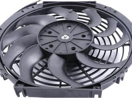 12" Universal Slim Push-Pull Electric Radiator Cooling Fan Mount Kit – Black, 12V - KUDUPARTS