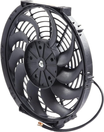 12" Universal Slim Push-Pull Electric Radiator Cooling Fan Mount Kit – Black, 12V