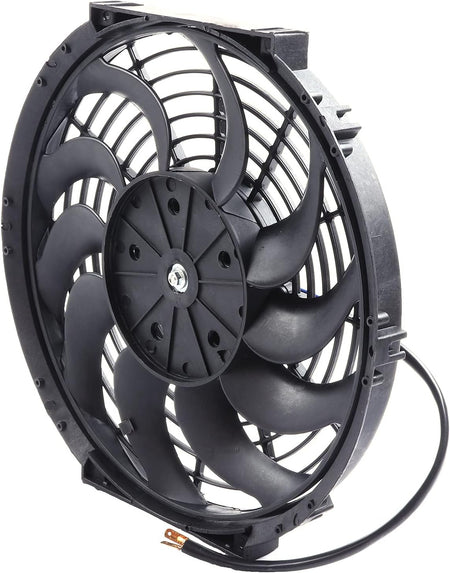 12" Universal Slim Push-Pull Electric Radiator Cooling Fan Mount Kit – Black, 12V - KUDUPARTS