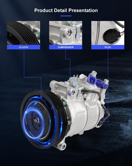 AC Compressor with Clutch – Fits Audi Q5 3.2L (2009-2012) & S4 3.0L (2010-2012) – Rapid Cooling, 6 Grooves - KUDUPARTS