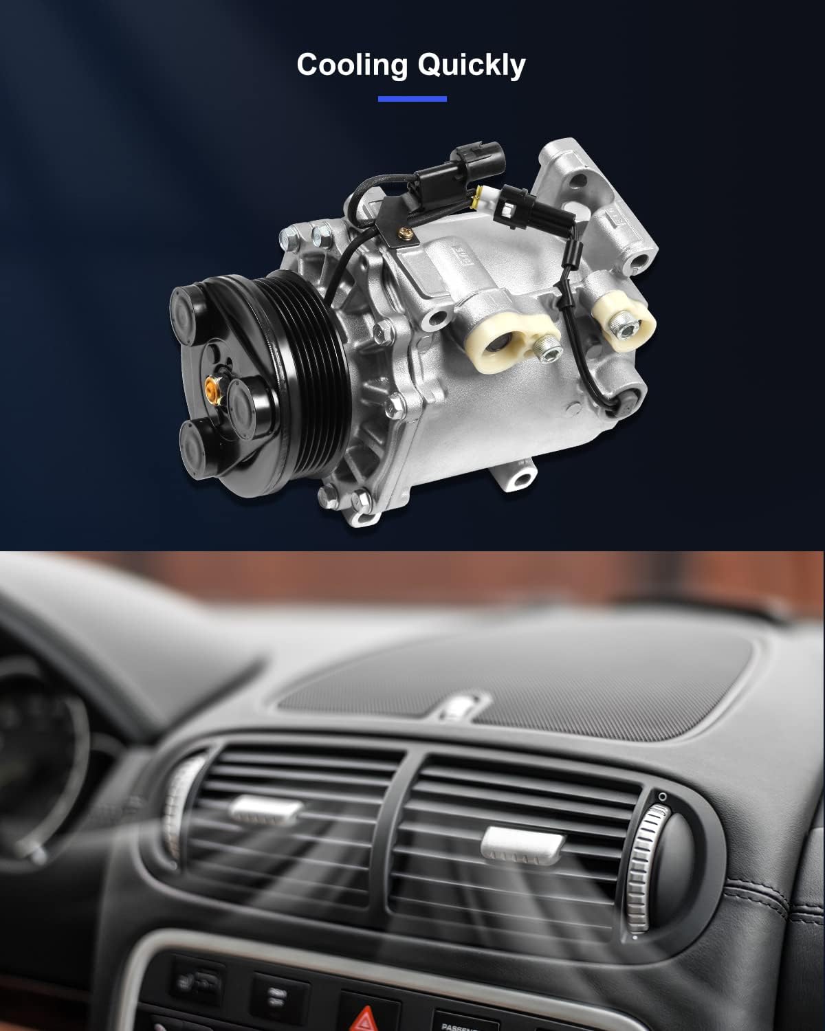 Air Conditioning Compressor 2.4L – Compatible with 2001-2005 Dodge Stratus & Mitsubishi Eclipse