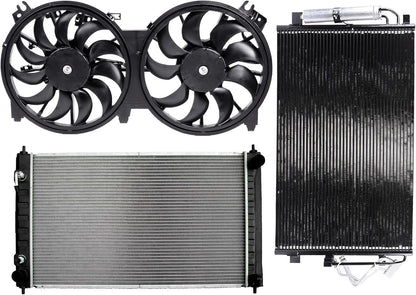 620-453 Cooling Fan + 2988 Radiator + 3639 Condenser Kit Compatible with Nissan Altima 2007-2013