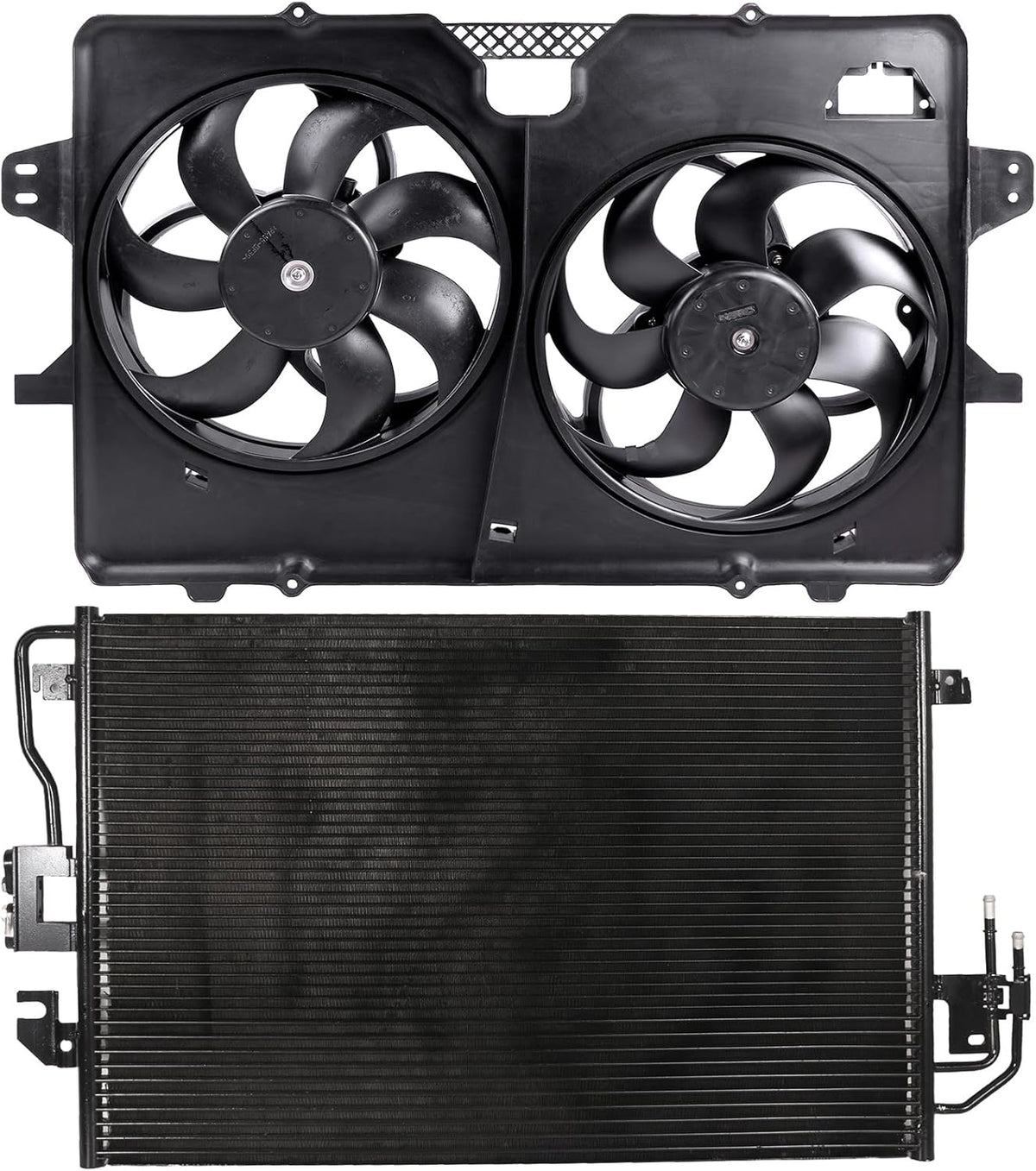 621-038 Cooling Fan + 3675 Condenser Combo for 2008-2012 Ford Escape, 2008-2011 Mazda Tribute & Mercury Mariner - KUDUPARTS