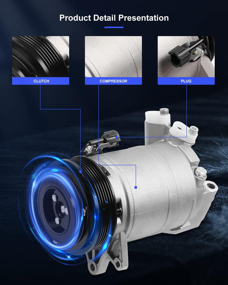AC Compressor with Clutch | Compatible with Nissan Altima 2002-2006 & Maxima 2004-2008 | 3.5L DKS17D - KUDUPARTS