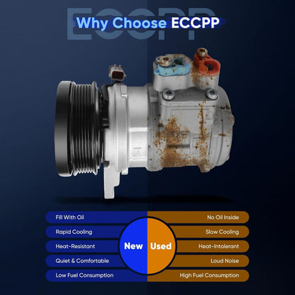AC Compressor with Clutch for Chrysler Grand Voyager, Town & Country, Dodge Grand Caravan, Plymouth Grand Voyager 3.3L 3.8L 1996-2000