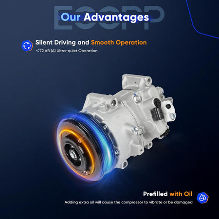AC Compressor with Clutch – Fits Scion tC 2.5L 2011-2016, Rapid Cooling - KUDUPARTS