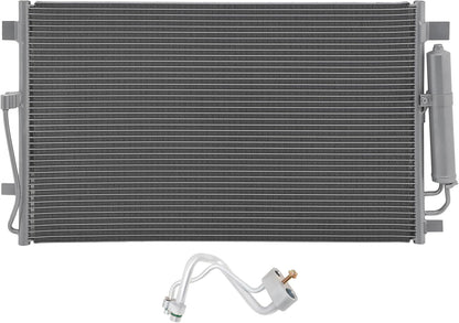 AC Condenser Compatible with 2011-2016 Nissan Altima & 2016-2017 Maxima | Radiator Cooling Fan Assembly | Replacement 4128, 4128C, CN 4128PFC, CN4128PFC, 940672