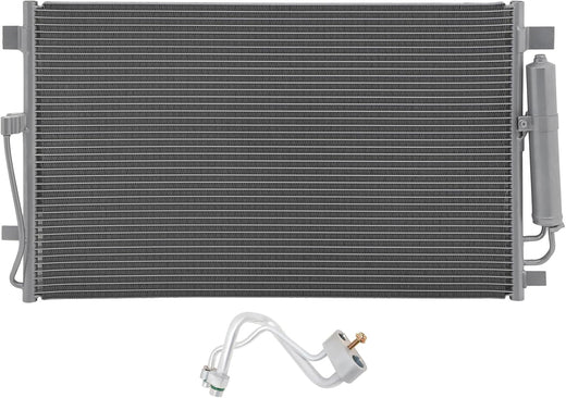 AC Condenser Compatible with 2011-2016 Nissan Altima & 2016-2017 Maxima | Radiator Cooling Fan Assembly | Replacement 4128, 4128C, CN 4128PFC, CN4128PFC, 940672 - KUDUPARTS