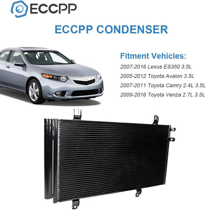 Condenser & Receiver Drier Fit 2007-2012 Lexus ES350 3.5L, 2005-2012 Toyota Avalon 3.5L, 2007-2009 Camry 2.4L, 2010-2011 Camry 2.5L
