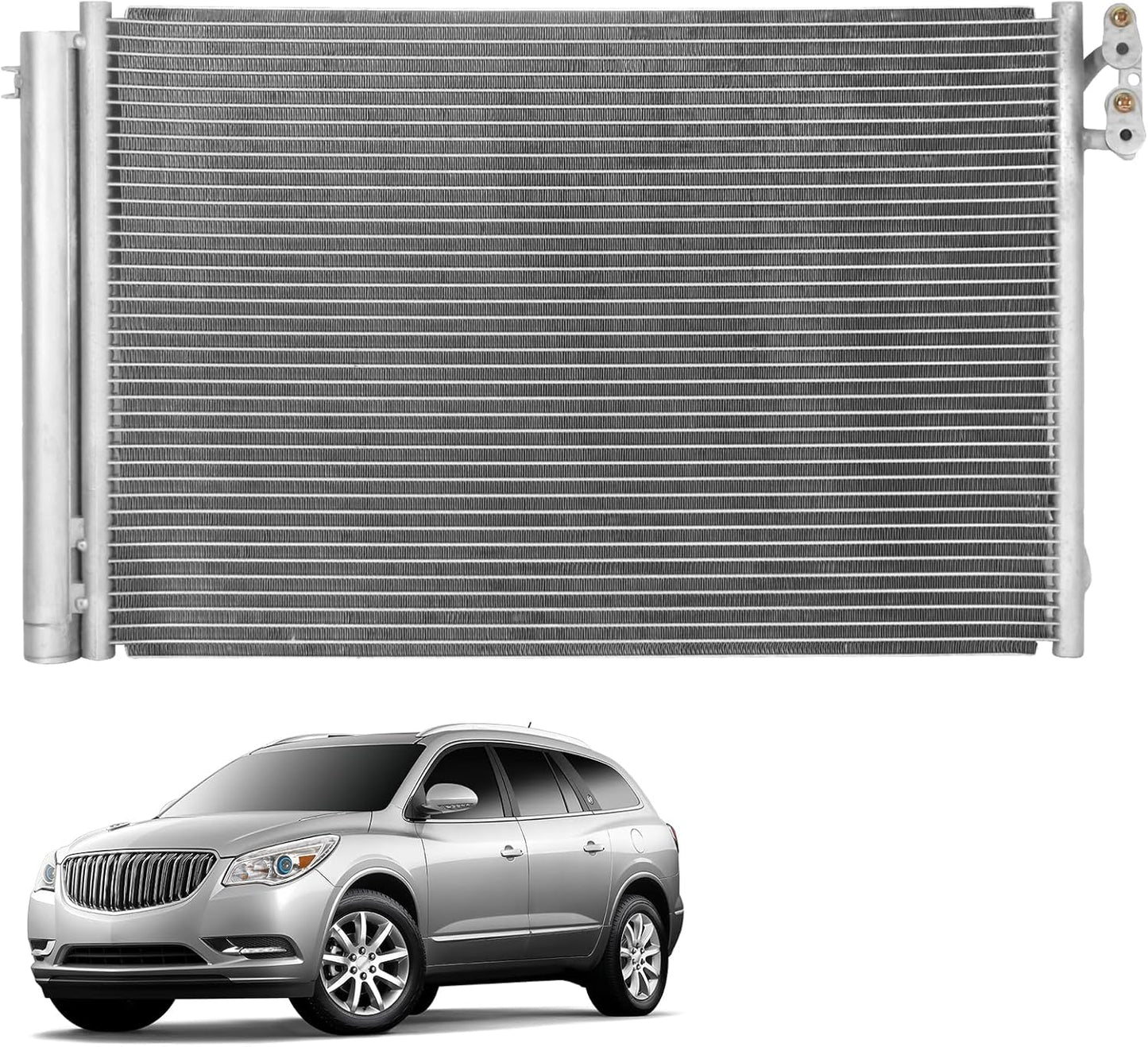 AC Condenser Compatible with 2008-2010 BMW 128i & 2006-2011 BMW 323i | Radiator Cooling Fan Assembly | Replacement 3443, 64539229022, 64509169791, BM3030124, 64536930040