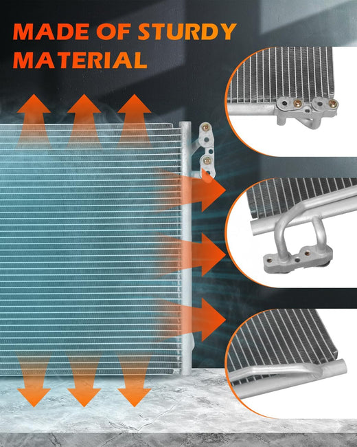 AC Condenser Compatible with 2008-2010 BMW 128i & 2006-2011 BMW 323i | Radiator Cooling Fan Assembly | Replacement 3443, 64539229022, 64509169791, BM3030124, 64536930040 - KUDUPARTS