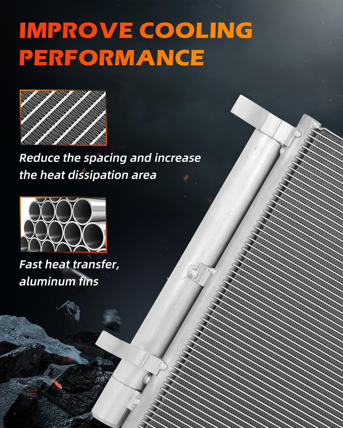 AC Condenser Compatible with 2019-2020 Kia Optima – Radiator Cooling Fan Assembly, Replacement 30139, 3794, 3794C, CN 3794PFXC, CN3794PFXC, 7-3794, 40329, 23305638, GM3030285, V40620038 - KUDUPARTS