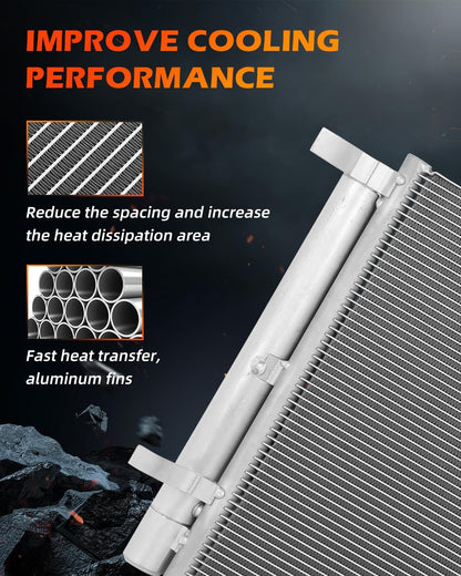 AC Condenser Compatible with 2019-2020 Kia Optima – Radiator Cooling Fan Assembly, Replacement 30139, 3794, 3794C, CN 3794PFXC, CN3794PFXC, 7-3794, 40329, 23305638, GM3030285, V40620038