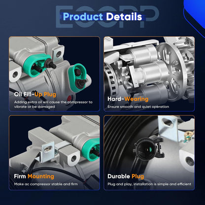 2006-2012 Hyundai Azera, Santa Fe, Sonata & Kia Magentis, Optima, Sorento A/C Compressor with Clutch