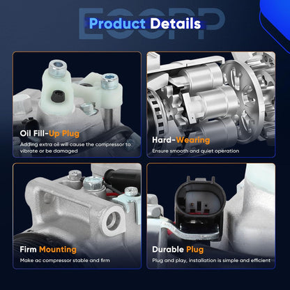 A/C Compressor with Clutch – Compatible with Mercedes-Benz C230, C280, C350, E300, E350, GLK300 (2008-2012)