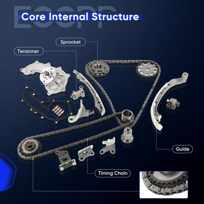Engine Timing Chain Kit Compatible with 2005-2015 Toyota Tacoma & 2010 Toyota 4Runner – OE 13063-75011, 13506-75070