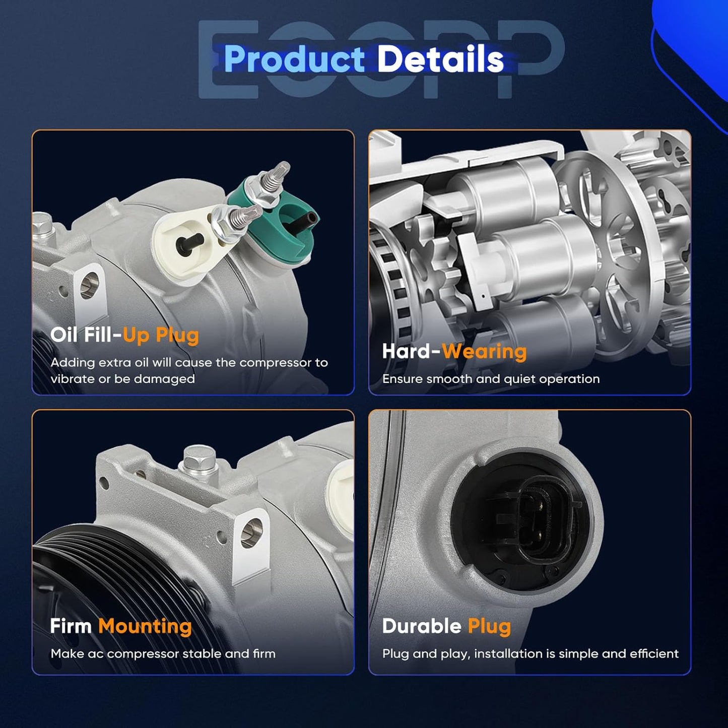 2007-2014 Chrysler 200, Sebring, Dodge Avenger, Journey 2.4L A/C Compressor Pump (6SEU16C)