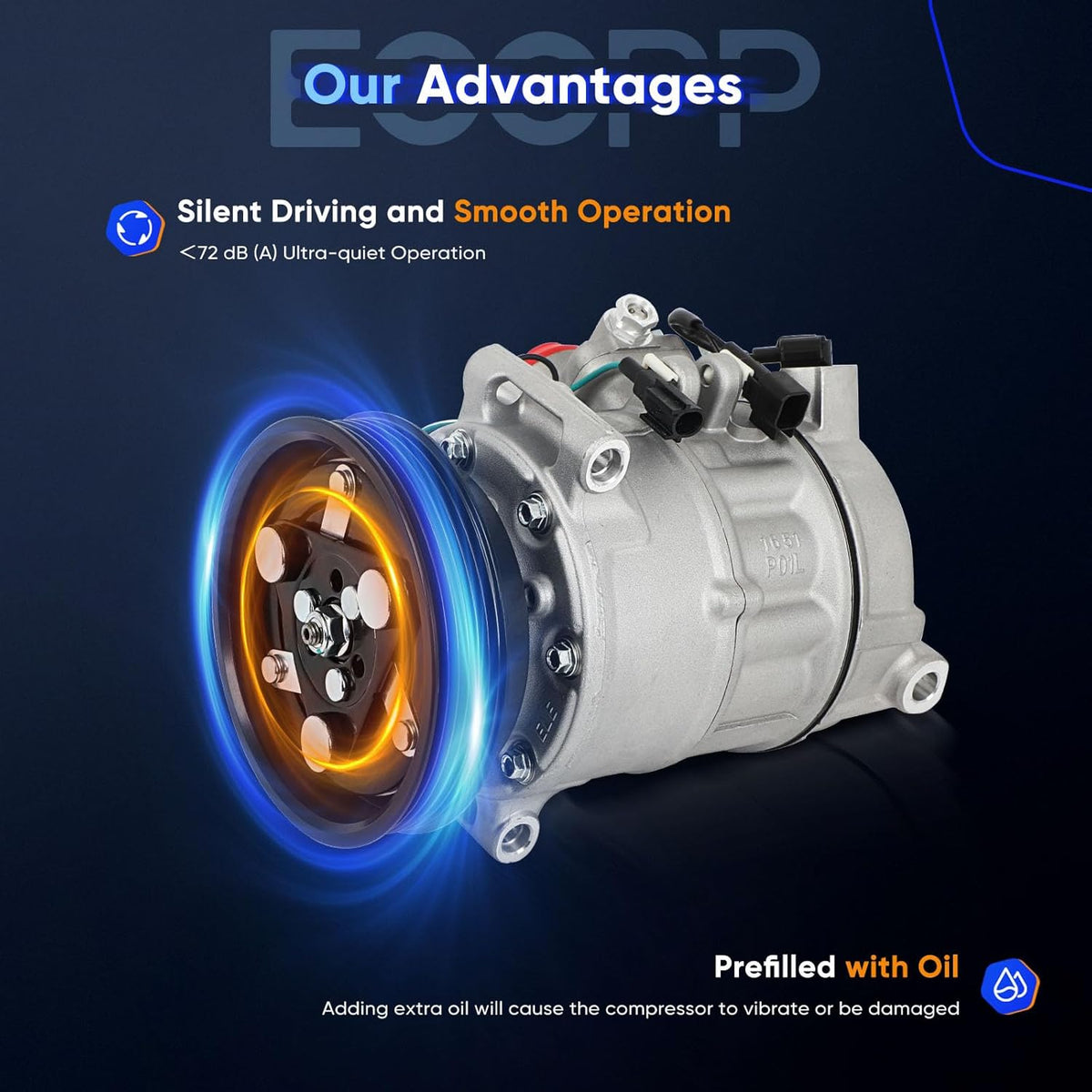 AC Compressor with Clutch – Compatible with 2008-2012 Land Rover LR2 3.2L & 2011-2016 Volvo S60 XC60 3.0L - KUDUPARTS
