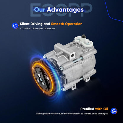 A/C Compressor with Clutch – Compatible with Ford Focus 2.0L, 2.3L, 2.5L (2003-2007)