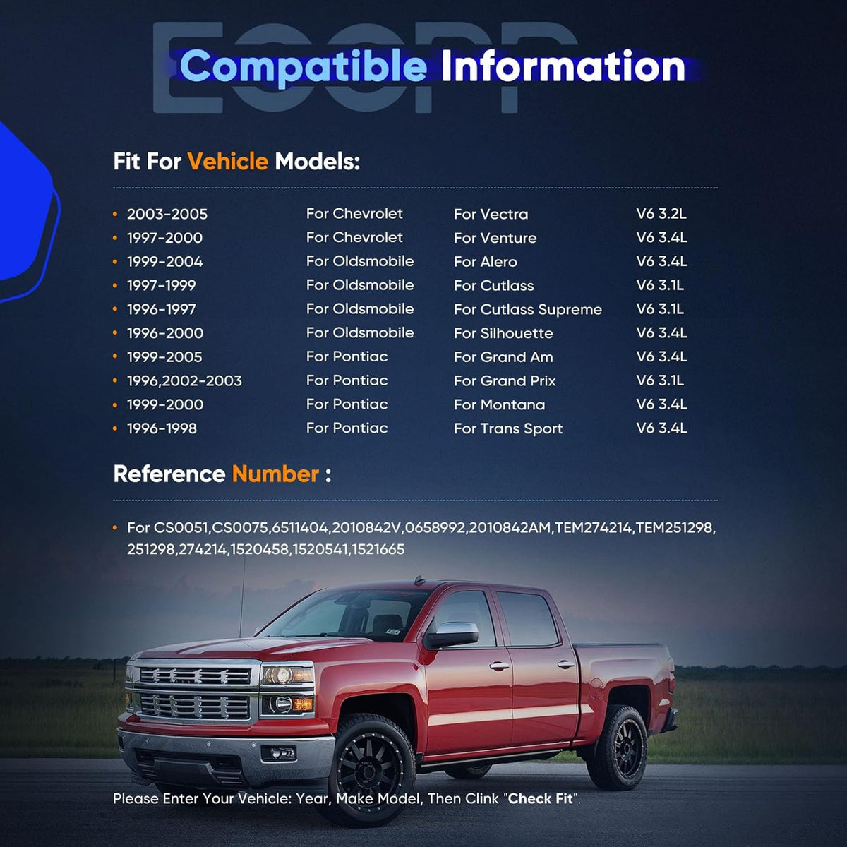 AC Compressor Compatible with Chevrolet Impala 3.4L (2002-2003) & Pontiac Grand Prix 3.1L (1996-2003) - KUDUPARTS