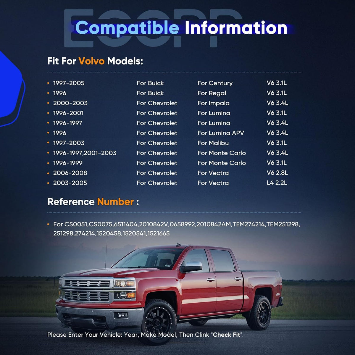 AC Compressor Compatible with Chevrolet Impala 3.4L (2002-2003) & Pontiac Grand Prix 3.1L (1996-2003) - KUDUPARTS