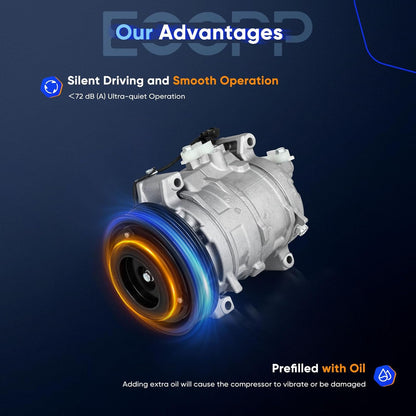 A/C Compressor with Clutch – Fast Cooling – Compatible with Honda Accord 2.4L (2008-2012) & Crosstour 2.4L (2012-2015)