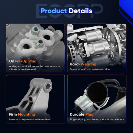 AC Compressor with Clutch | Compatible with Mini Cooper 1.6L (2002-2008) - KUDUPARTS