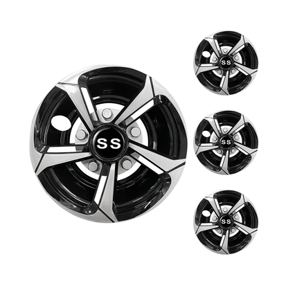 8" SS Black Wheel Universal Cover Kit for EZGO Club Car Yamaha Golf Cart