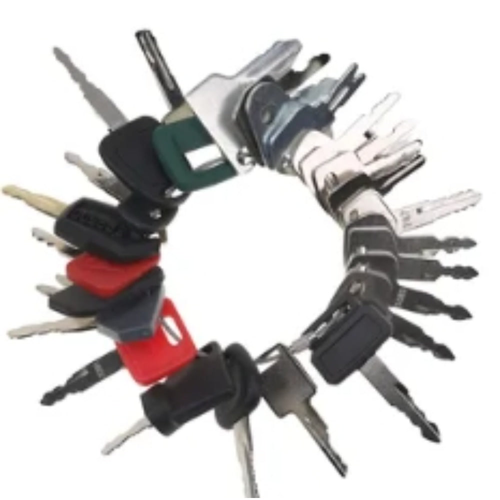 25 Pcs Key for John Deere Caterpillar CAT Hitachi Kobelco Komatsu Kubota Bobcat JCB JLG Volvo Yanmar Mustang Master Heavy Equipment - KUDUPARTS