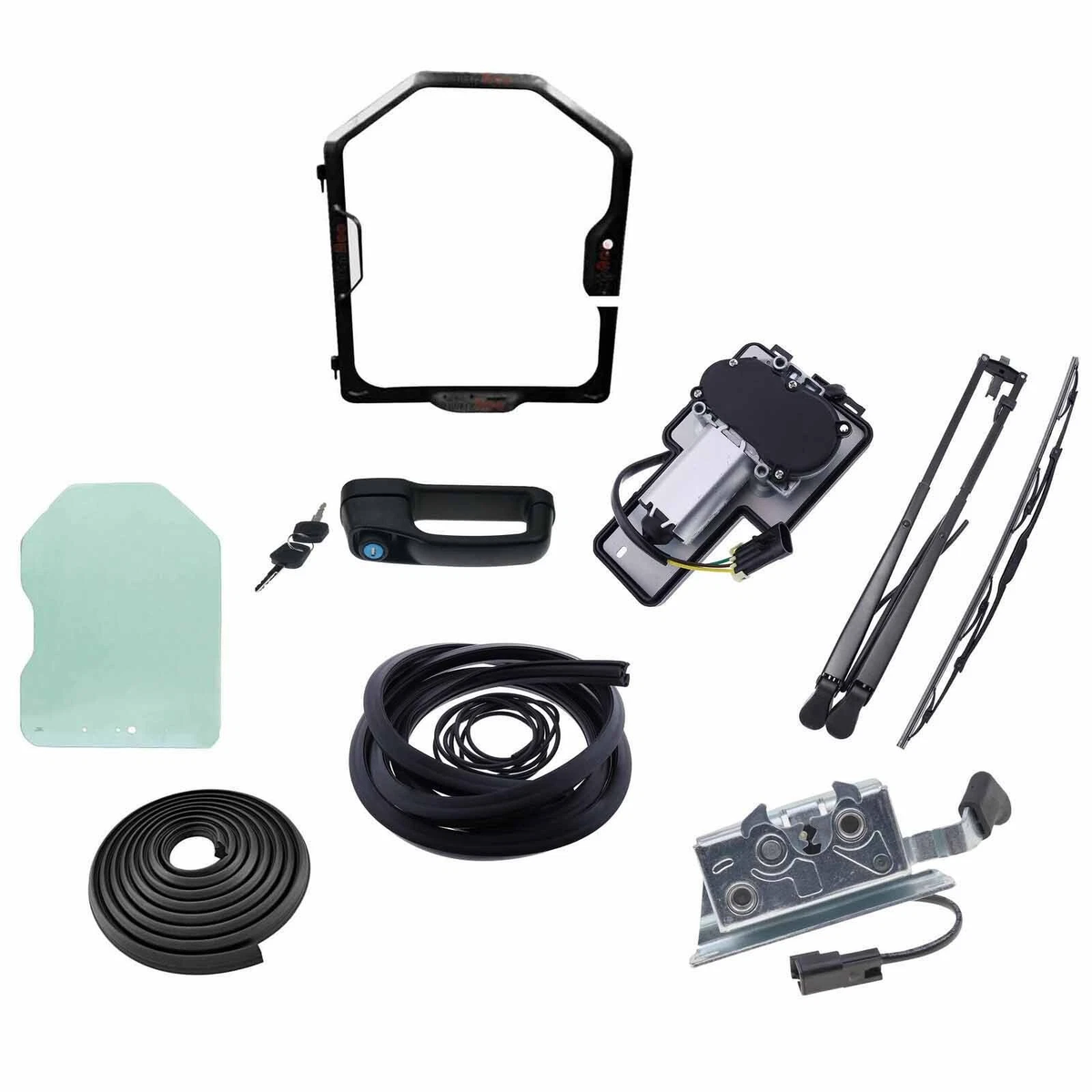 Front Door and Window Assembly Kit 7109665 6729776 7109661 for Bobcat 751 753 763 773 863 873 A220 A300 S100 S130 S150 S160 S175 S185 S205 S220 S250 - KUDUPARTS