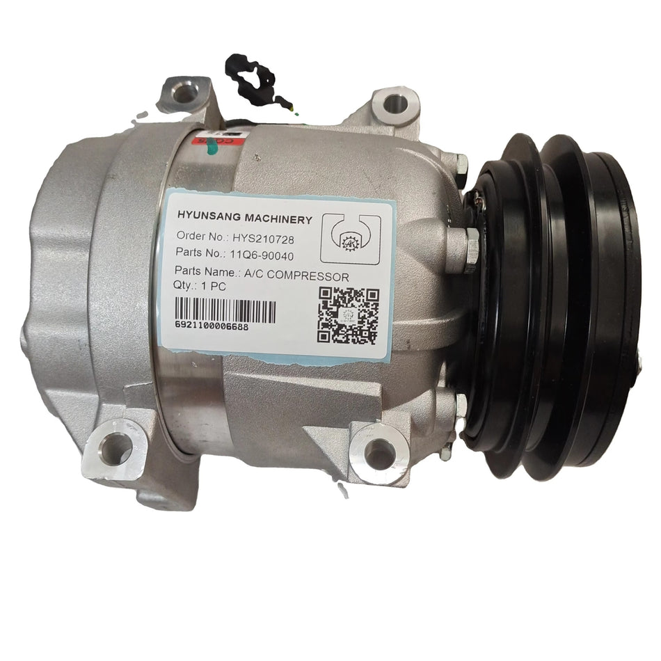 V5 A/C Compressor 11Q6-90040 11Q6-90041 for Hyundai Excavator HW140 HW160 HW210 HX140L HX160L HX180L