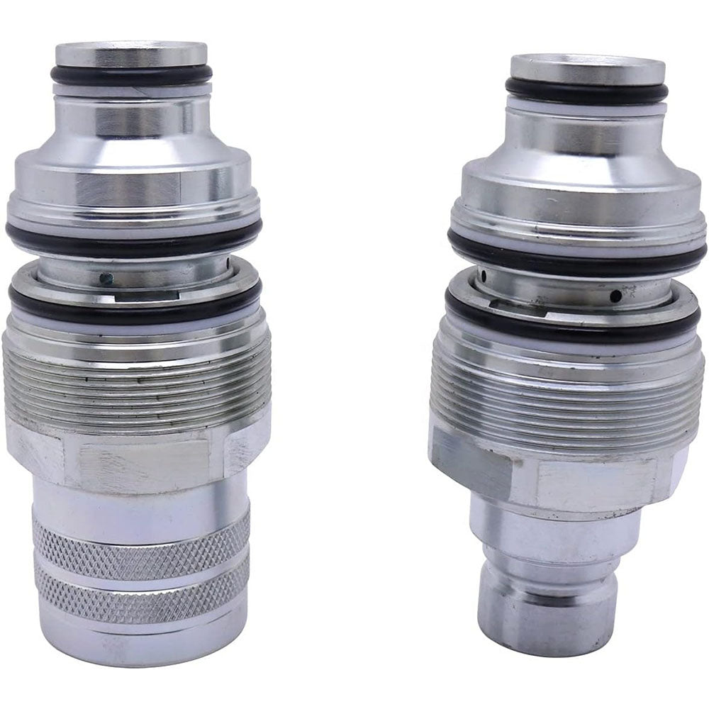 Male & Female Flat Face Coupler Kit 6679837 6680018 for Bobcat T140 T180 T190 T200 T300 - KUDUPARTS