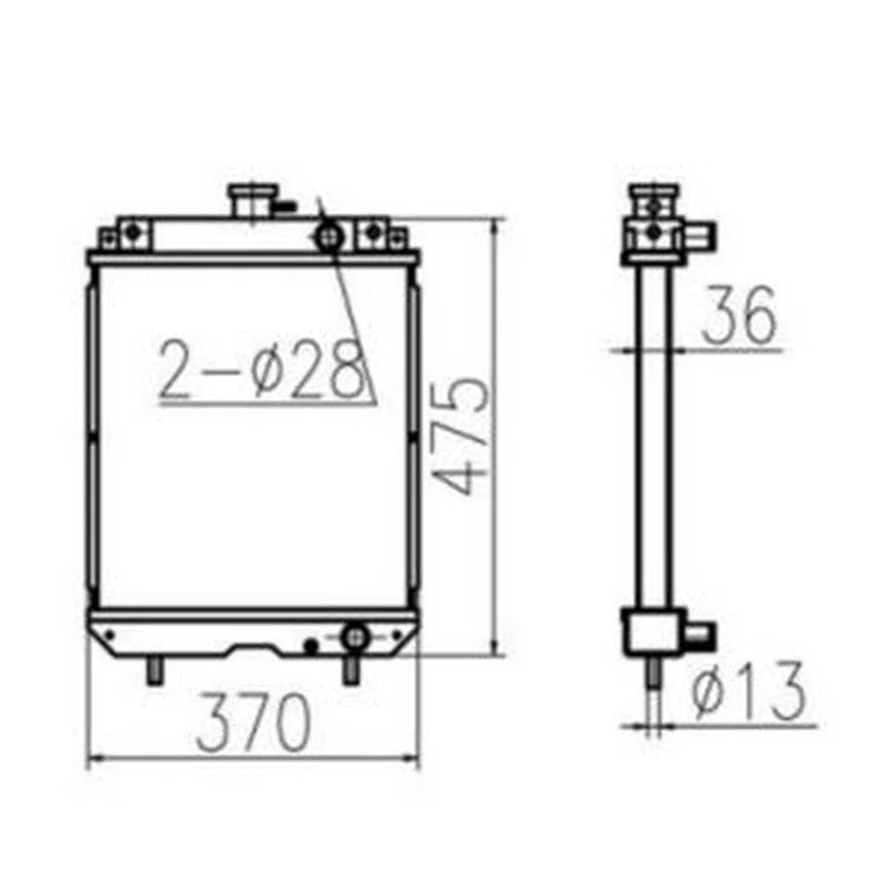 Water Tank Radiator Assy RA211-42300 RA21142300 for Kubota Excavator U15 U16 U17 - KUDUPARTS