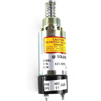 12V Fuel Shutoff Solenoid 125-5771 for Caterpillar CAT Engine 3114 3126 3116 3126B 3126E Asphalt Paver AP-1000 AP-1050 - KUDUPARTS