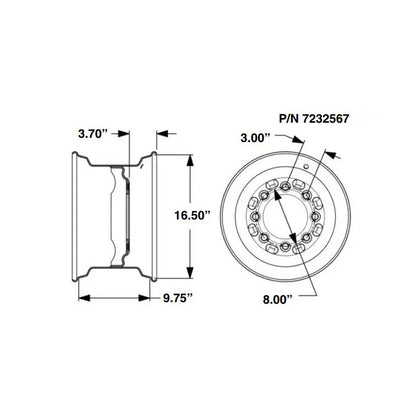 Jante standard 7232565 6733578 pour chargeuse Bobcat S220 S250 S300 S630 S650