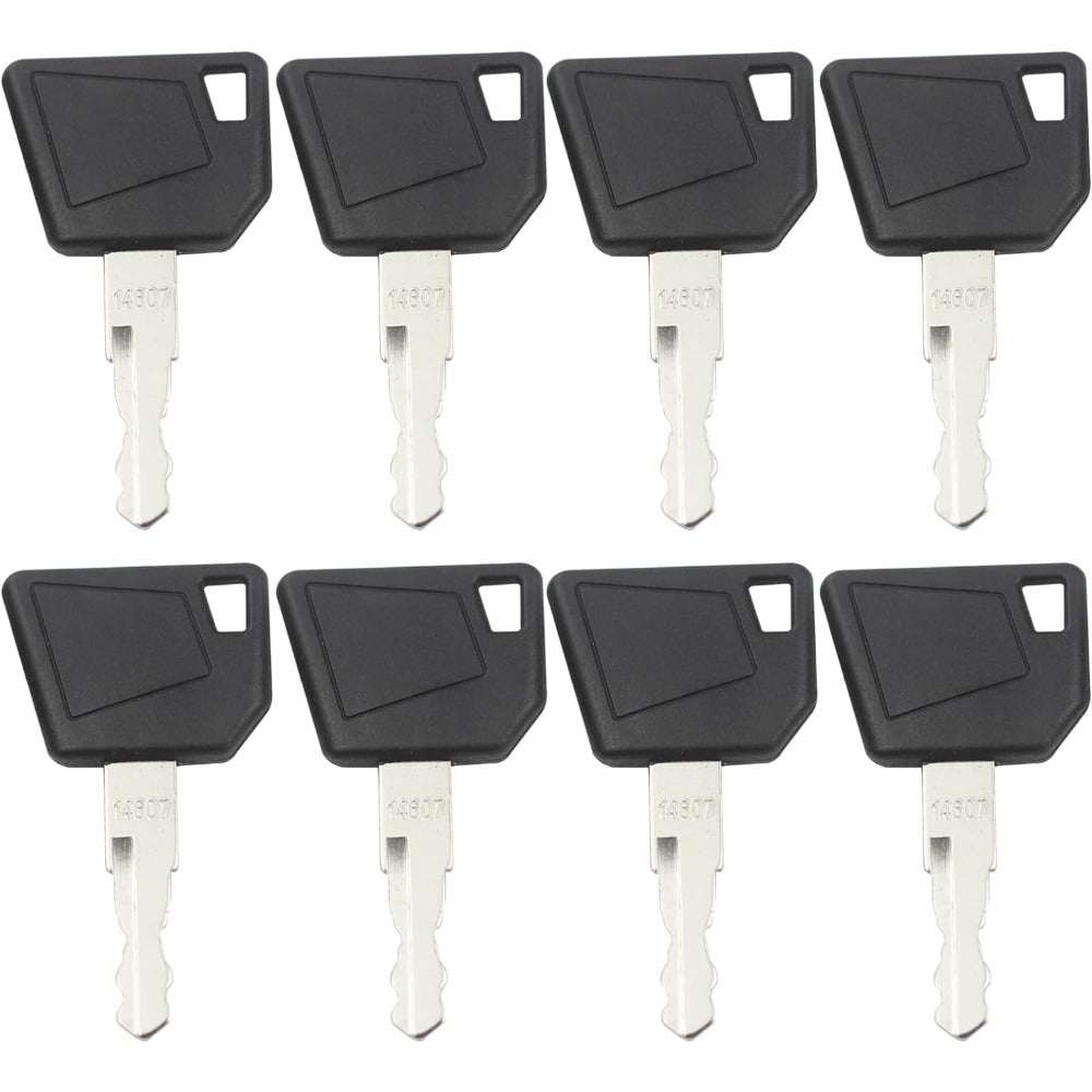 10 Pcs Ignition Keys 14607 for JCB Bobcat Bomag Caterpillar Dynapac Ford Gehl Hamm Hang Moxy New Holland Rayco Skytrak Terex - KUDUPARTS