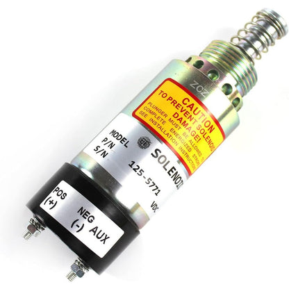 12V Fuel Shutoff Solenoid 125-5771 for Caterpillar CAT Engine 3114 3126 3116 3126B 3126E Asphalt Paver AP-1000 AP-1050 - KUDUPARTS