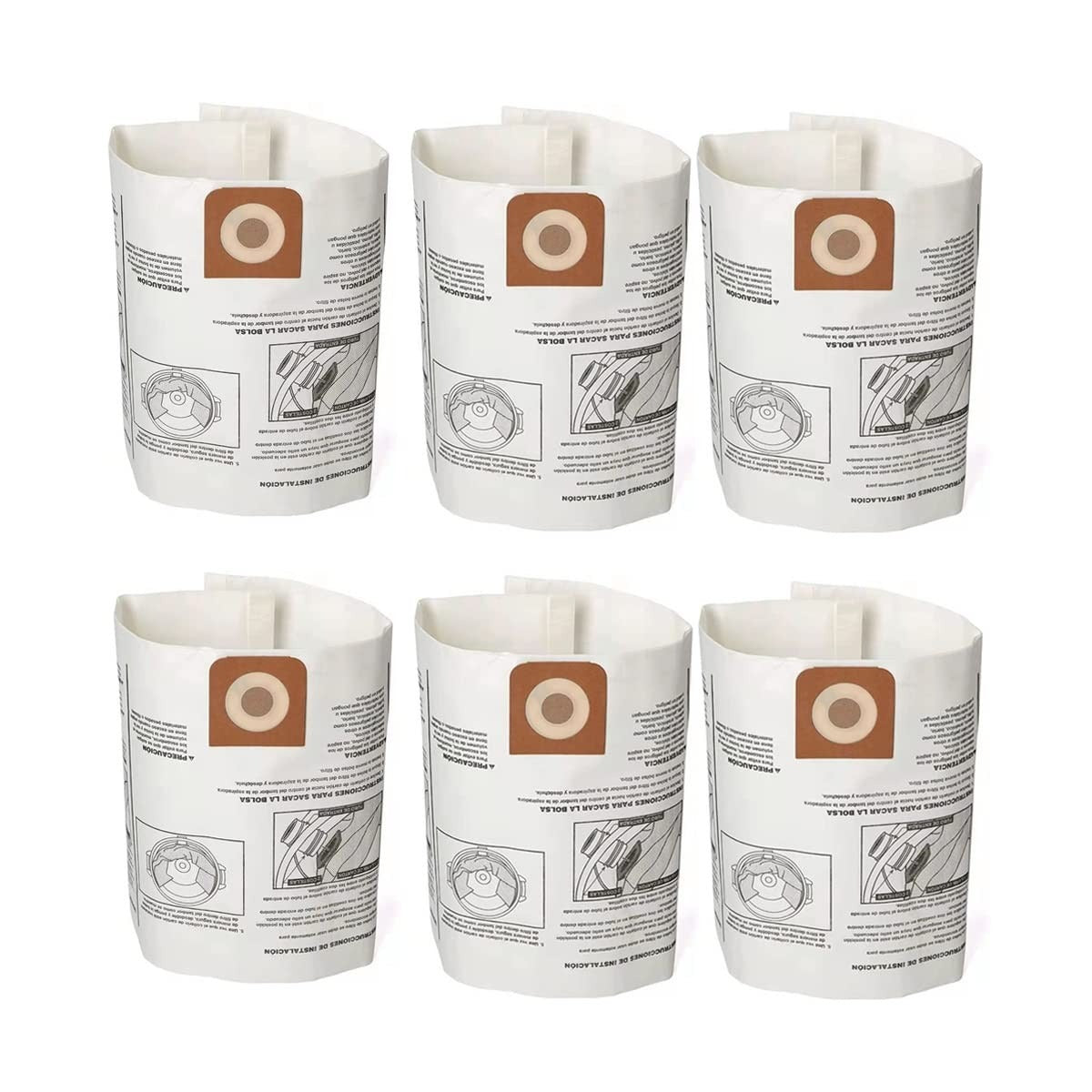 6 Pieces Wet Dry Vacuum Dust Bag 38749 for Craftsman 16 To 20 Gallon Shop Vac Ridgid