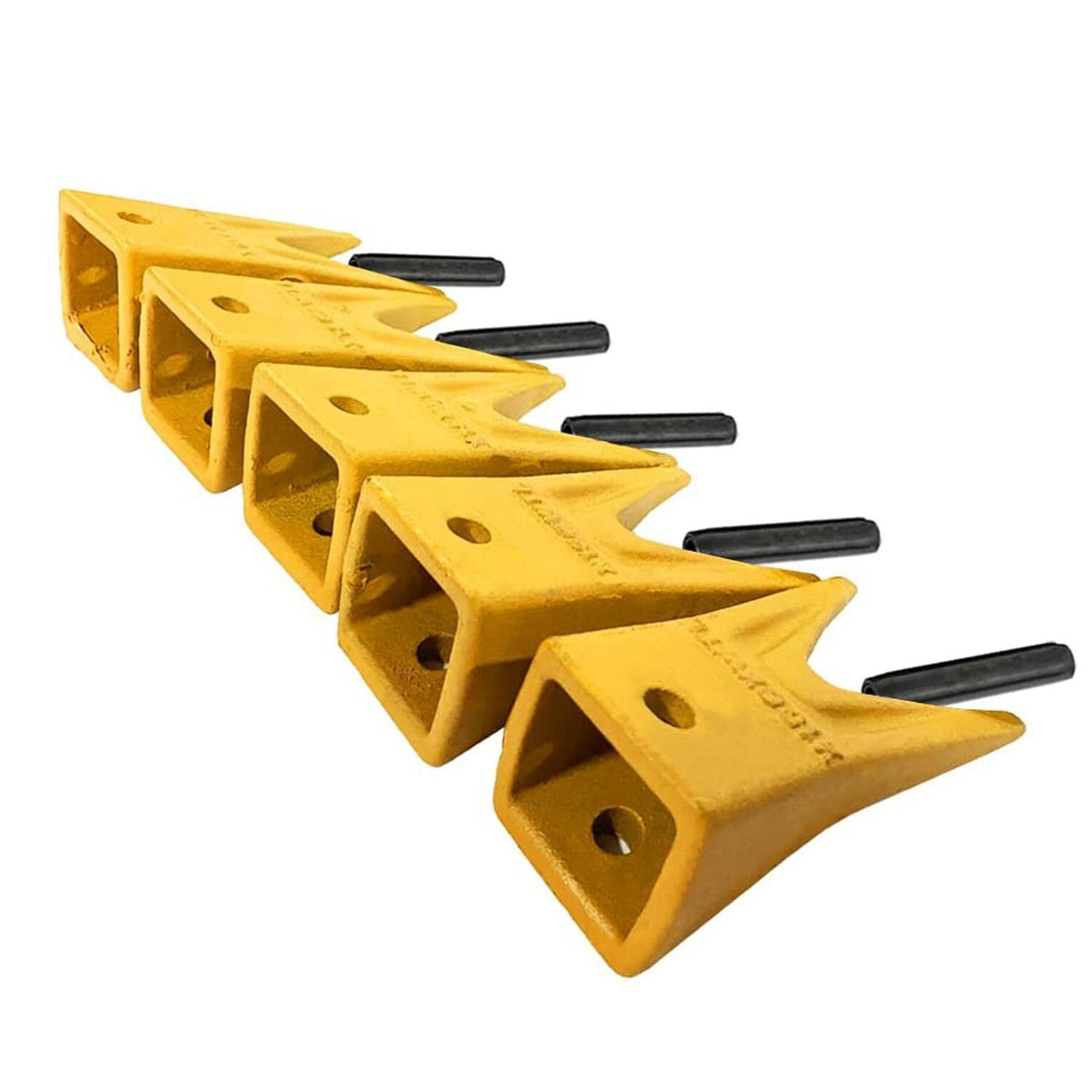 5 Set X156WT Twin Tiger Bucket Tooth & 156LPN Long Pin for Hensley Style Skid Steer and Mini Excavator 156 - KUDUPARTS